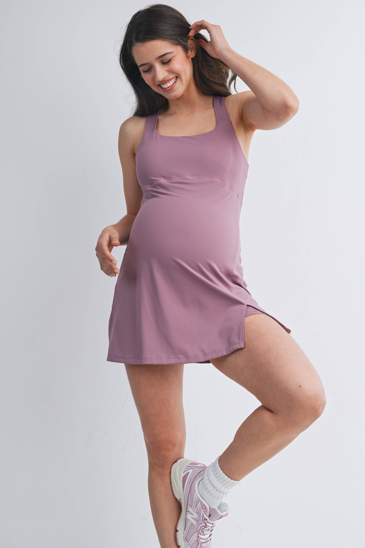 Rosy Radiance Active Dress with Built-In Shorts